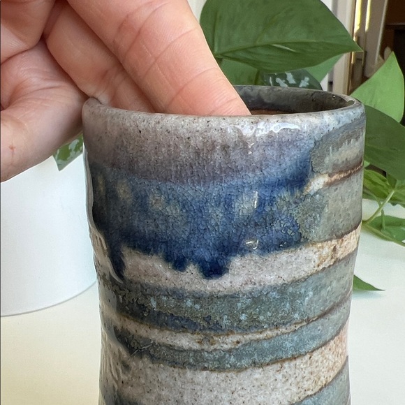 Handmade Studio Pottery Cylindrical Vase Decor - Picture 7 of 13